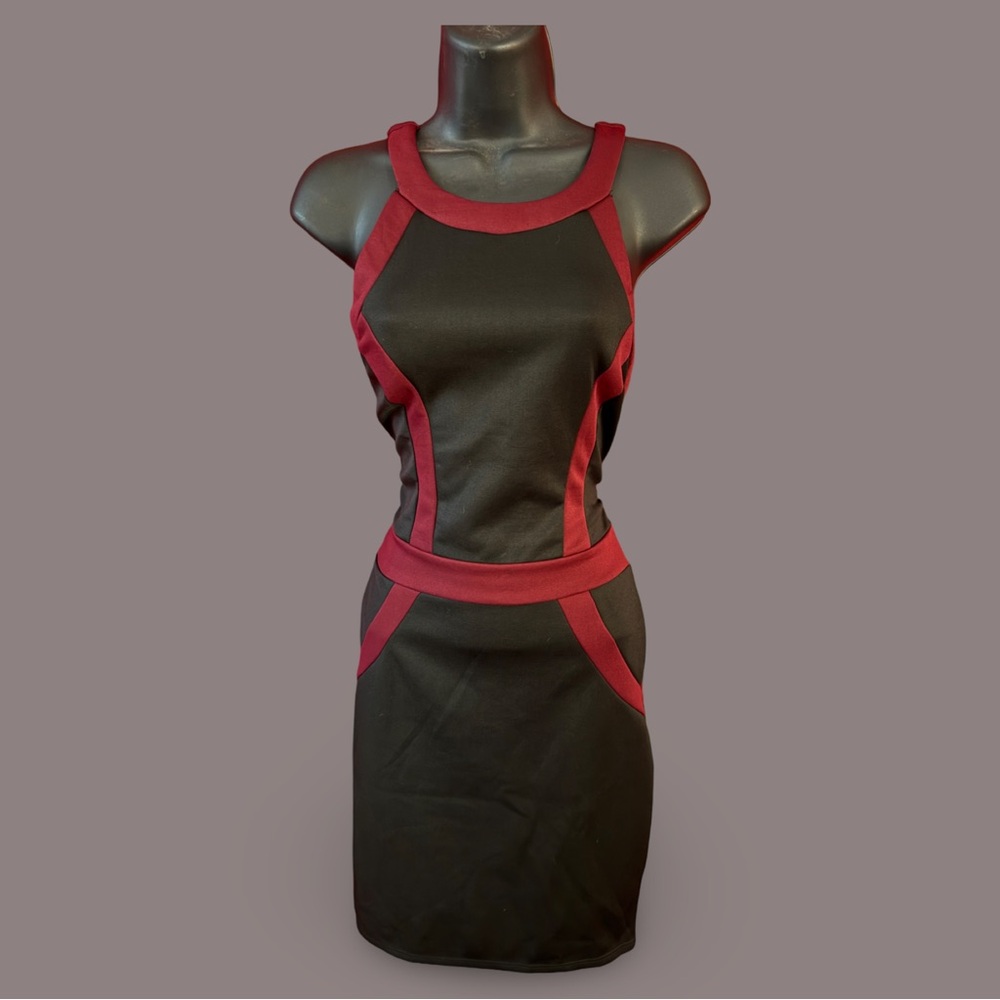 Black and Burgundy Mini Dress